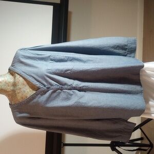 Faded Glory Light weight denim bottom down long sleeve Breast pocket